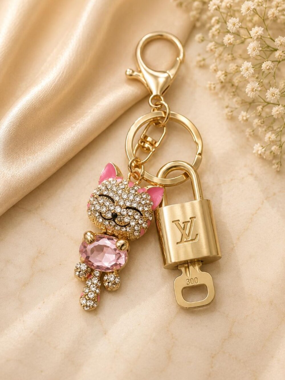 Authentic Louis Vuitton Gold Lock 🔒 Unbranded Bunny Keychain Bag Charm LV